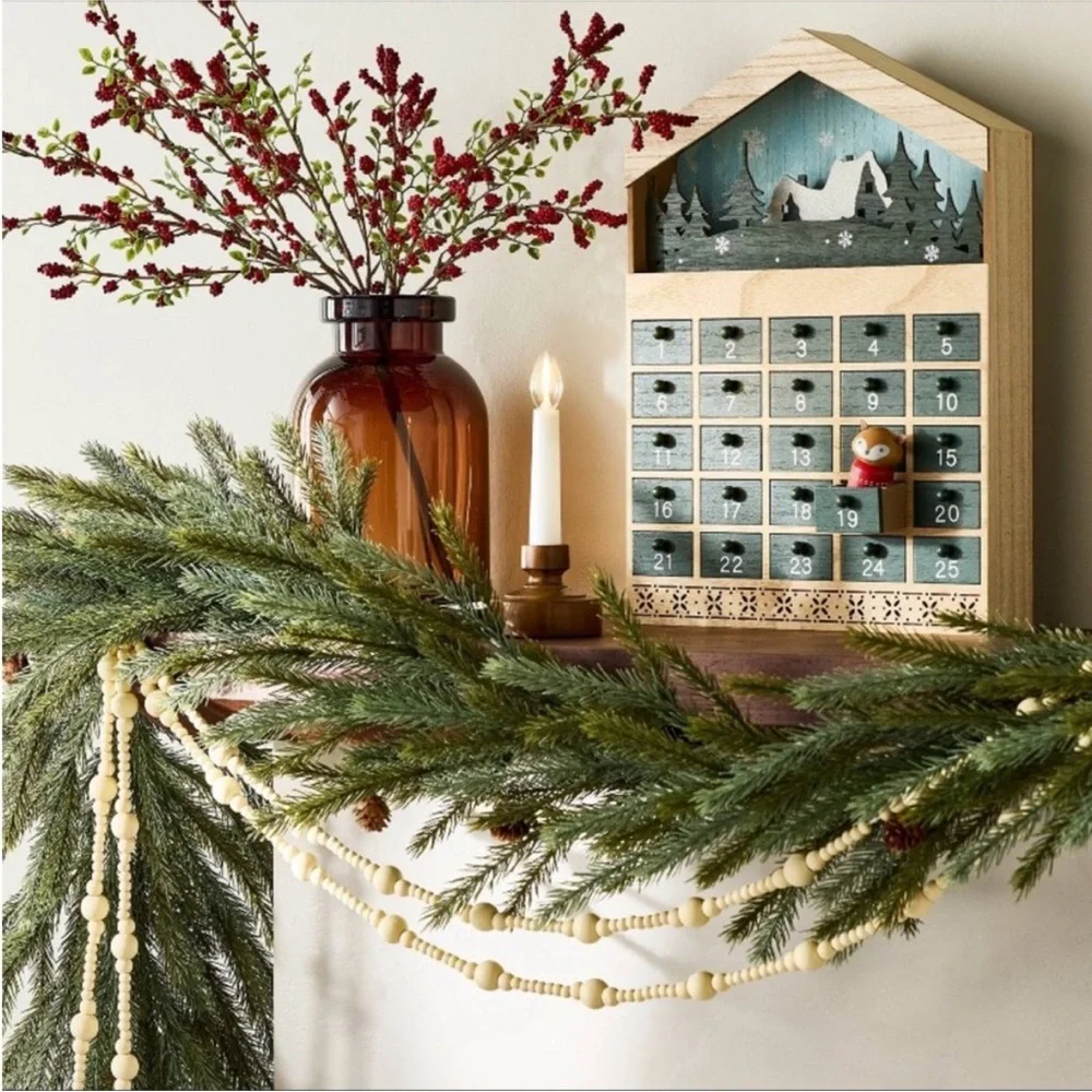 HEARTH & HAND NWT led flameless window candle w/ wood base